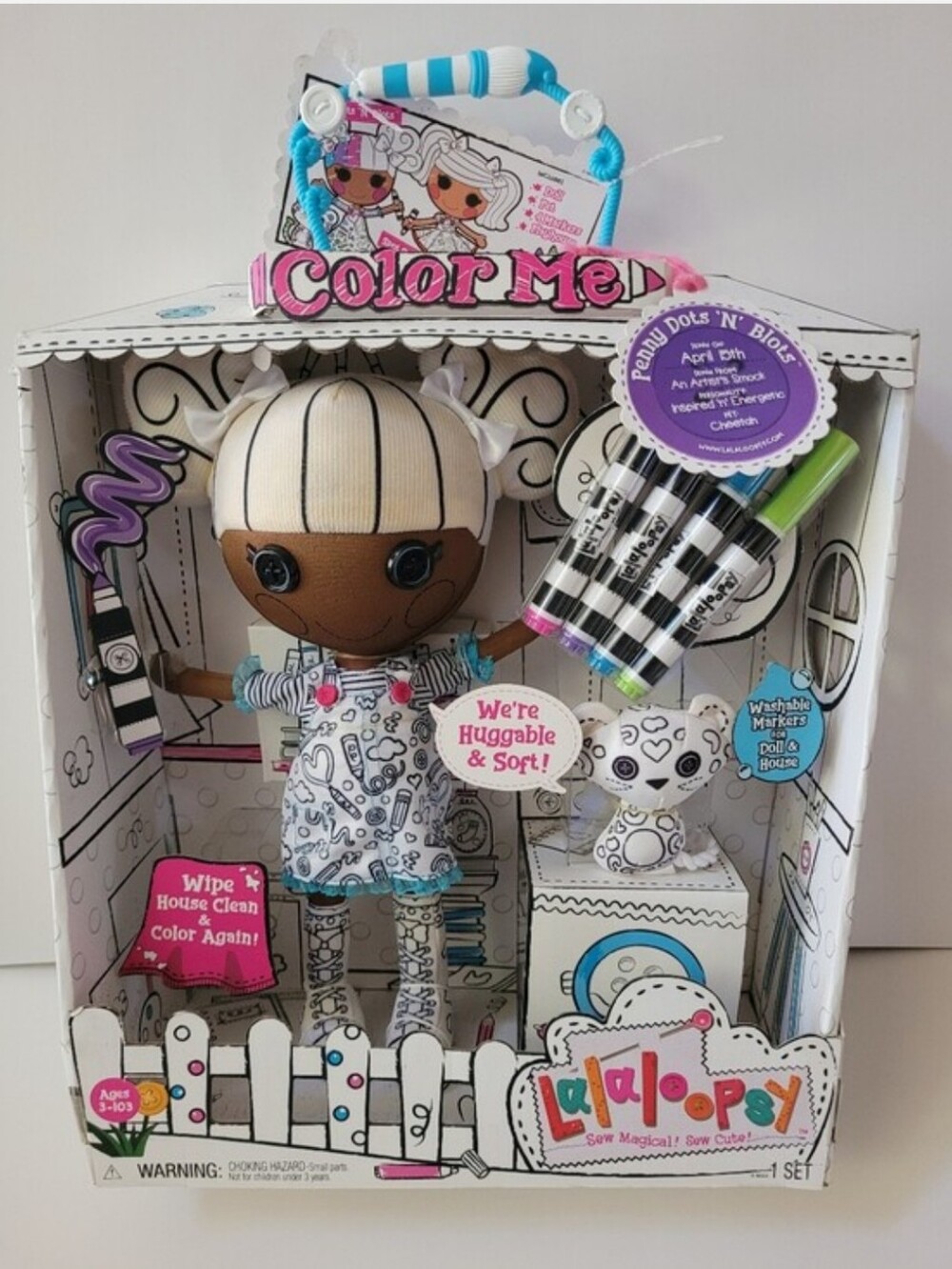 Lalaloopsy Color Me Penny Dots N Blots Washable Doll House Markers Pet Cheetah